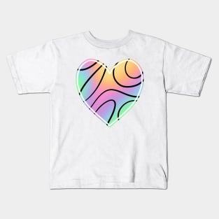 Swirly Rainbow Heart Kids T-Shirt